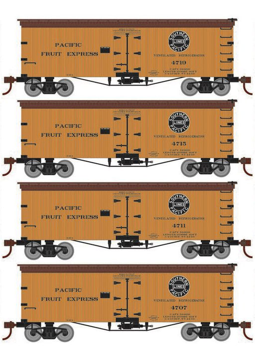 Roundhouse 1039 HO Scale 36' Wood Reefer Pacific Fruit Express PFE 4-Pack #1