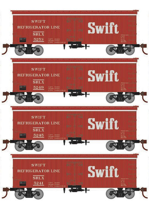 Roundhouse 1040 HO Scale 36' Wood Reefer Swift SRLX 4-Pack #2