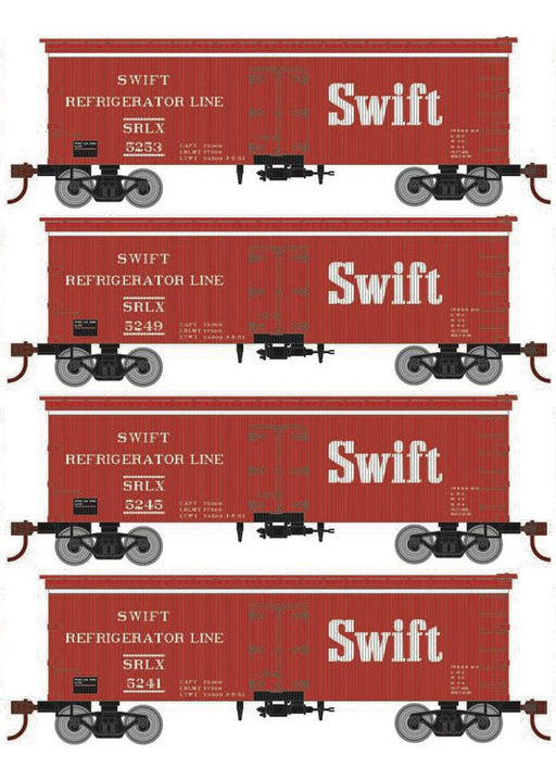Roundhouse 1040 HO Scale 36' Wood Reefer Swift SRLX 4-Pack #2