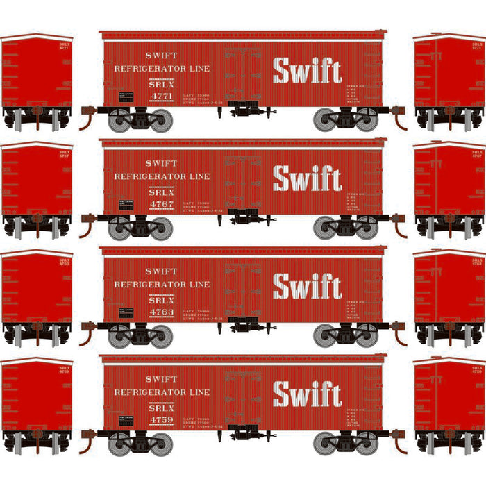 Roundhouse 1041 HO Scale 36' Wood Reefer Swift SRLX 4-Pack #1