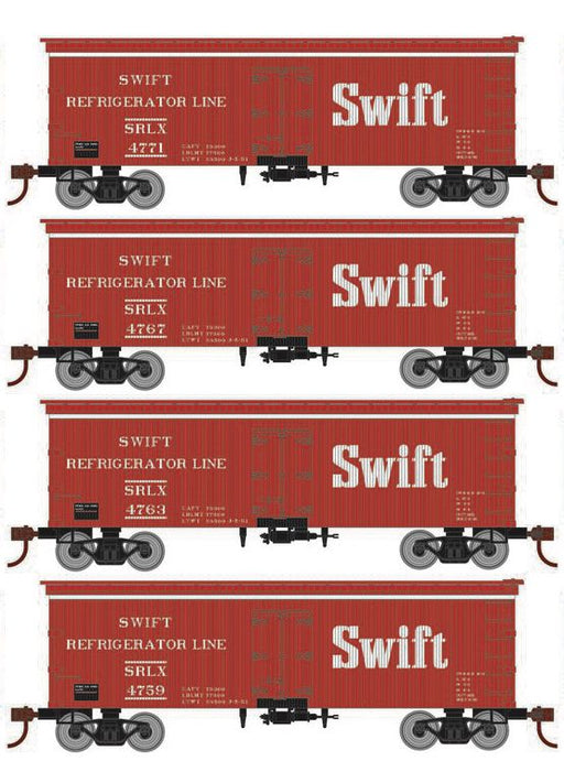 Roundhouse 1041 HO Scale 36' Wood Reefer Swift SRLX 4-Pack #1