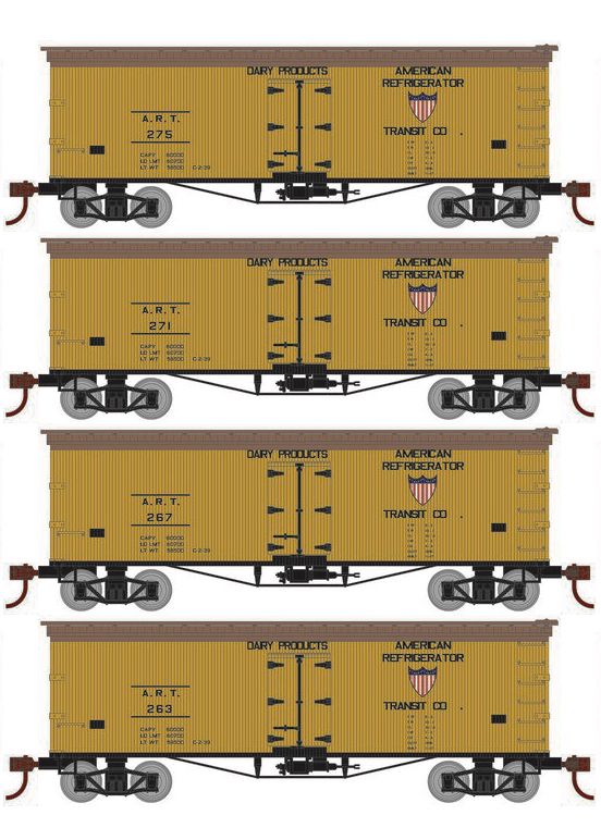 Roundhouse 1044 HO Scale 36' Wood Reefer American Refrigerator Transit ART 4-Pack #2