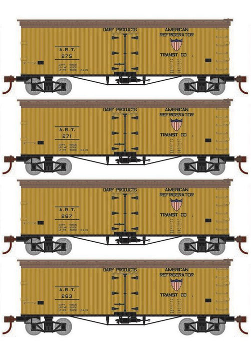 Roundhouse 1044 HO Scale 36' Wood Reefer American Refrigerator Transit ART 4-Pack #2