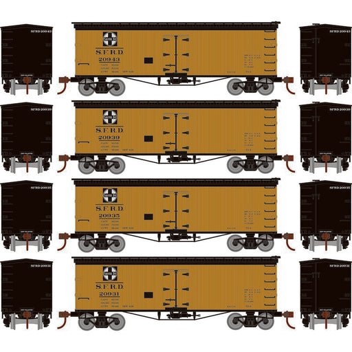 Roundhouse 1045 HO Scale 36' Wood Reefer Santa Fe SFRD 4-Pack #2
