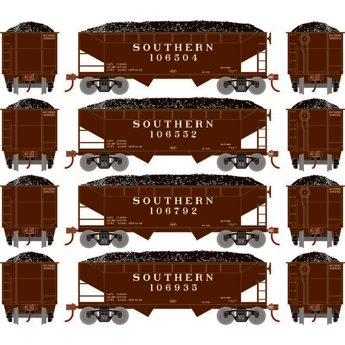 Roundhouse 1047 HO Scale 34' Offset Open Hopper Southern SOU 4-Pack #1