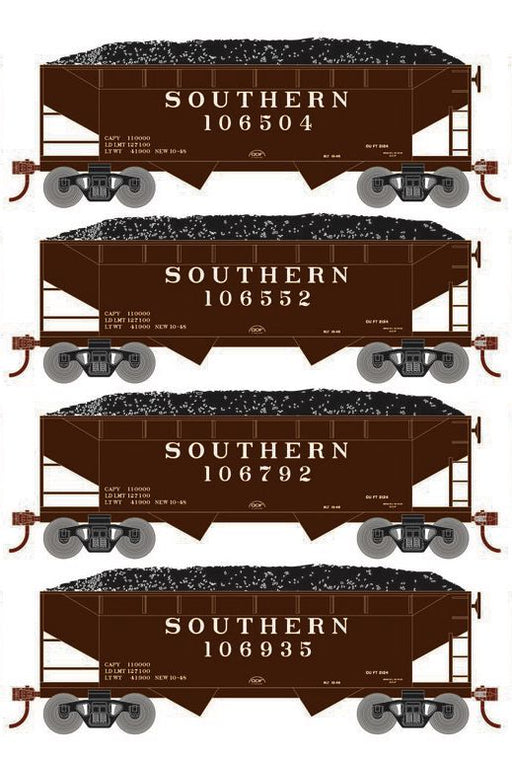 Roundhouse 1047 HO Scale 34' Offset Open Hopper Southern SOU 4-Pack #1