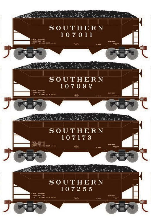 Roundhouse 1048 HO Scale 34' Offset Open Hopper Southern SOU 4-Pack #2