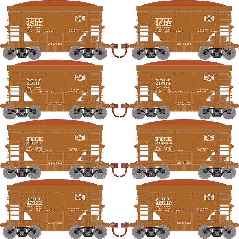 Roundhouse 1165 24' Ore Car w/Load Bessemer & Lake Erie BLE 8-Pack #1