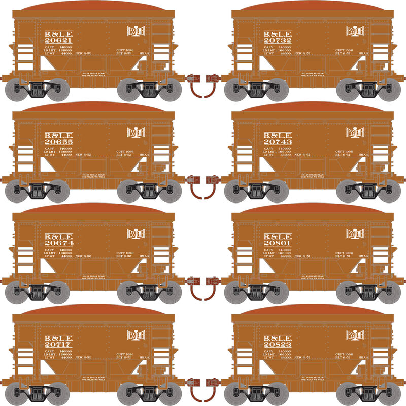 Roundhouse 1166 24' Ore Car w/Load Bessemer & Lake Erie BLE 8-Pack #2