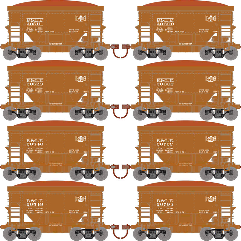 Roundhouse 1167 24' Ore Car w/Load Bessemer & Lake Erie BLE 8-Pack #3