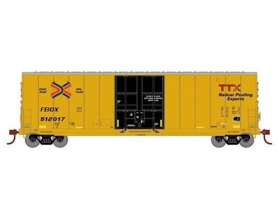 Roundhouse 1182 HO Scale 50' High Cube Smooth Side Box Car TTX FBOX 51 ...