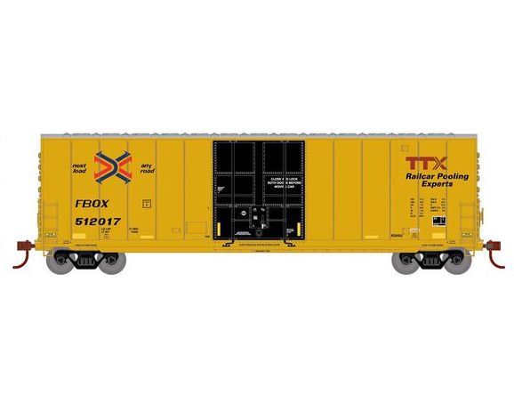 Roundhouse 1182 HO Scale 50' High Cube Smooth Side Box Car TTX FBOX 512017