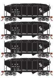 Roundhouse 50014 HO Scale 34' Ribbed Hopper w/Load Chesapeake & Ohio C&O 4-Pack #2