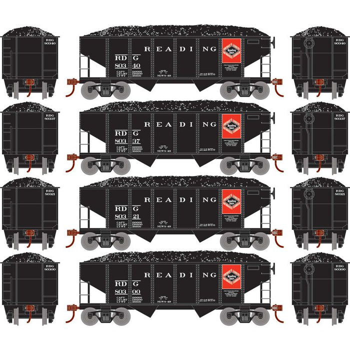 Roundhouse 50015 HO Scale 34' Ribbed Hopper w/Load Reading RDG 4-Pack #1