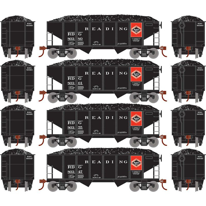 Roundhouse 50016 HO Scale 34' Ribbed Hopper w/Load Reading RDG 4-Pack #2