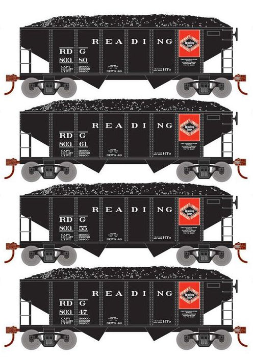 Roundhouse 50016 HO Scale 34' Ribbed Hopper w/Load Reading RDG 4-Pack #2