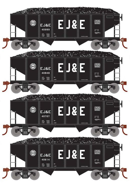 Roundhouse 50018 HO Scale 34' Ribbed Hopper w/Load EJ&E 4-Pack #1
