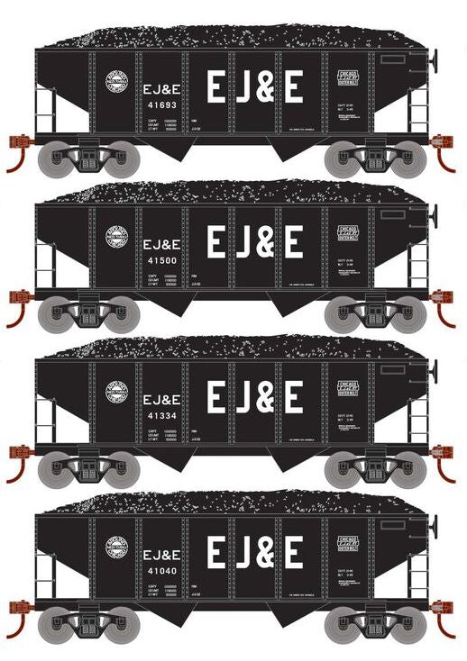 Roundhouse 50019 HO Scale 34' Ribbed Hopper w/Load EJ&E 4-Pack #2