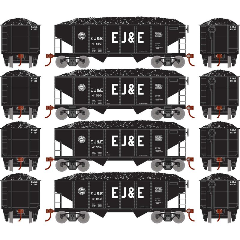 Roundhouse 50019 HO Scale 34' Ribbed Hopper w/Load EJ&E 4-Pack #2