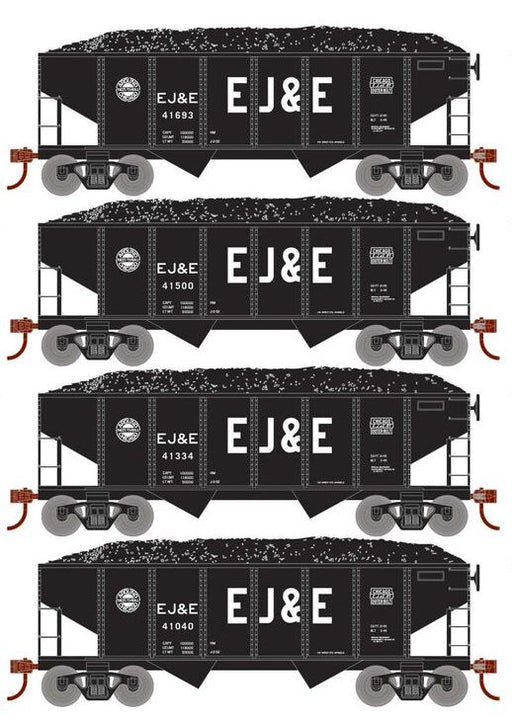 Roundhouse 50019 HO Scale 34' Ribbed Hopper w/Load EJ&E 4-Pack #2