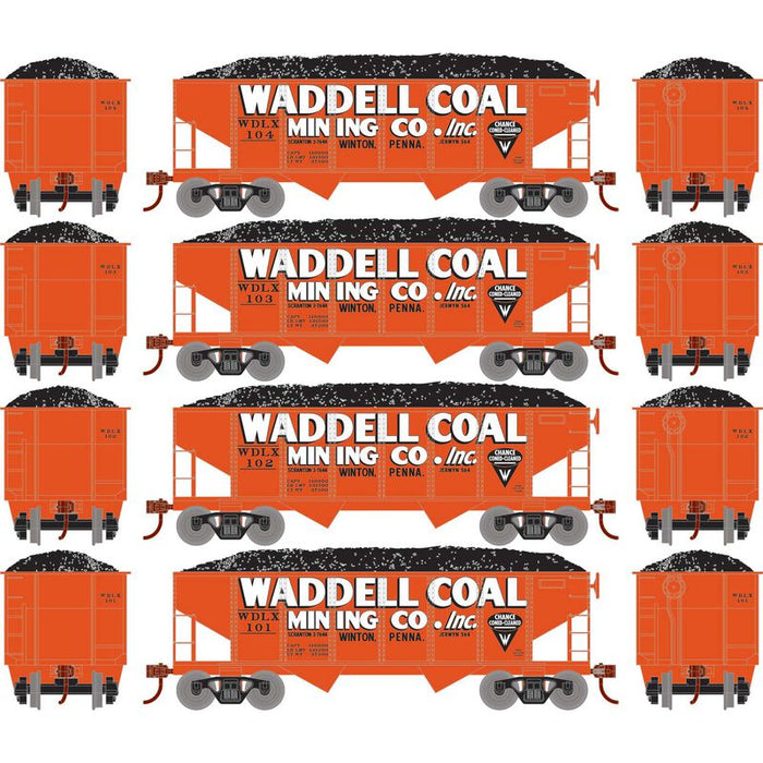 Roundhouse 50020 HO Scale 34' Ribbed Hopper w/Load Waddell NYO&W 4-Pack