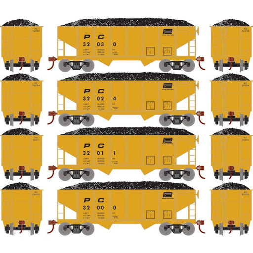Roundhouse 50021 HO Scale 34' Ribbed Hopper w/Load Penn Central PC 4-Pack #1