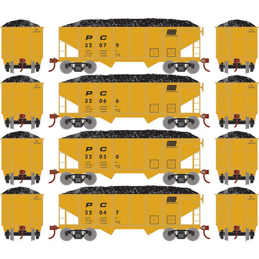 Roundhouse 50022 HO Scale 34' Ribbed Hopper w/Load Penn Central PC 4-Pack #2