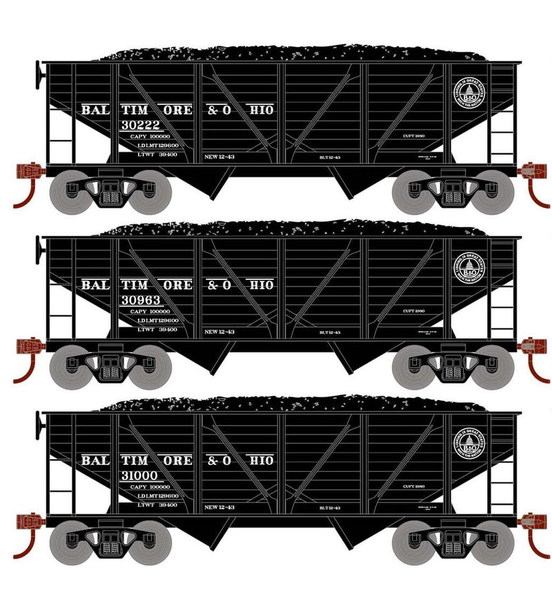 Roundhouse 70803 HO Scale 34' Composite Open Hopper Baltimore & Ohio B&O 3 Pack