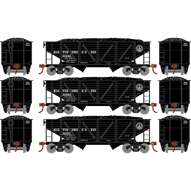 Roundhouse 70803 HO Scale 34' Composite Open Hopper Baltimore & Ohio B&O 3 Pack