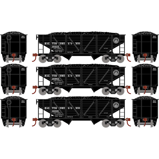 Roundhouse 70803 HO Scale 34' Composite Open Hopper Baltimore & Ohio B&O 3 Pack
