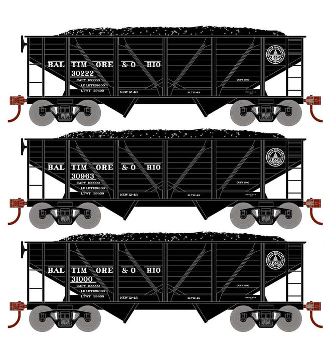 Roundhouse 70803 HO Scale 34' Composite Open Hopper Baltimore & Ohio B&O 3 Pack