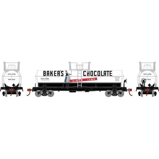 Roundhouse 72993 HO Scale Chemical Tank Car Baker's Chocolate GATX 31058