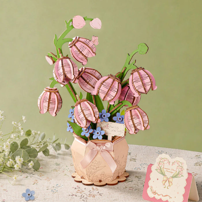 Rowood ROETF003 Pink Lily of the Valley DIY 3D Wooden Flower Model Kit