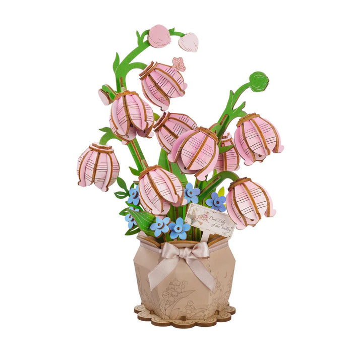 Rowood ROETF003 Pink Lily of the Valley DIY 3D Wooden Flower Model Kit