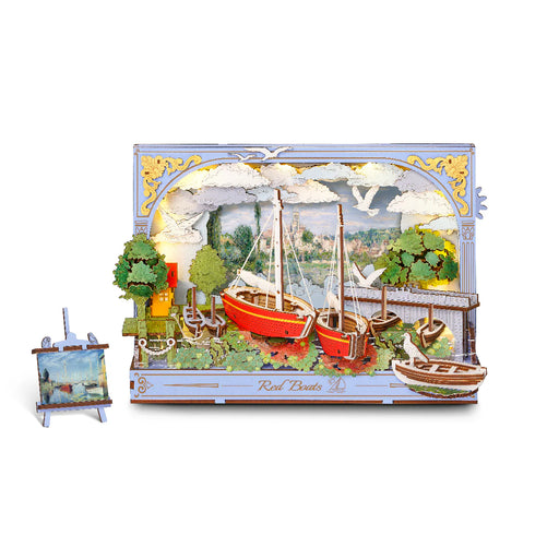 Rowood TH004 Wall Art 3D Wooden Puzzle - Red Boats