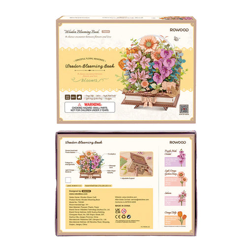 Rowood TW04H 3D Wooden Puzzle - Wooden Blooming Book Flower Bouquet