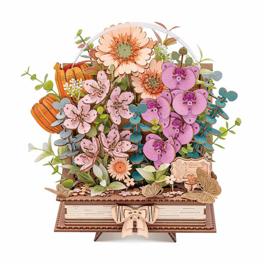 Rowood TW04H 3D Wooden Puzzle - Wooden Blooming Book Flower Bouquet