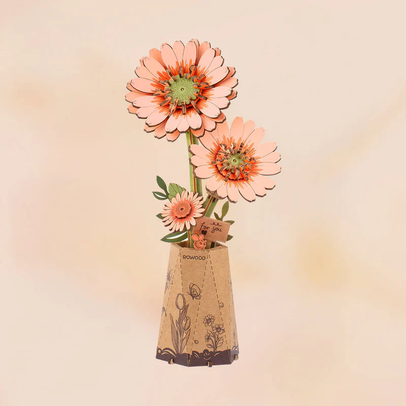 Rowood TW111 3D Wooden Puzzle - Orange Gerbera Daisy Flowers