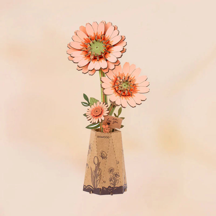 Rowood TW111 3D Wooden Puzzle - Orange Gerbera Daisy Flowers