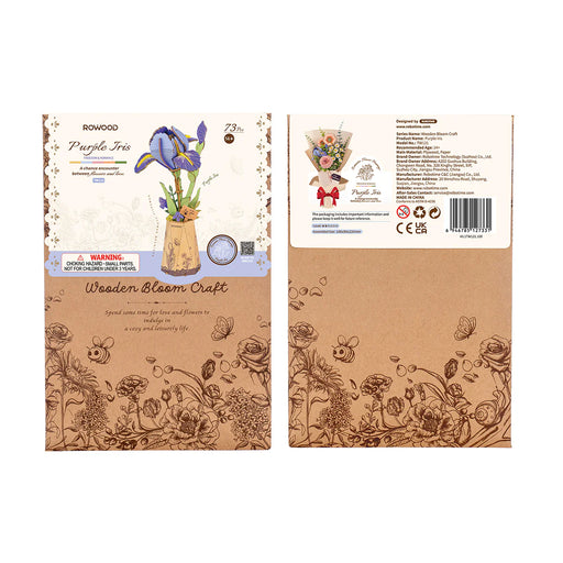 Rowood TW121 3D Wooden Puzzle - Purple Iris Flowers
