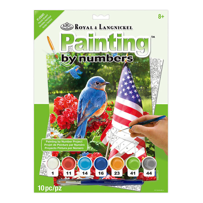 Royal & Langnickel 37396 Patriotic Bluebird w/American Flag Paint by Number (8.75"x11.75")