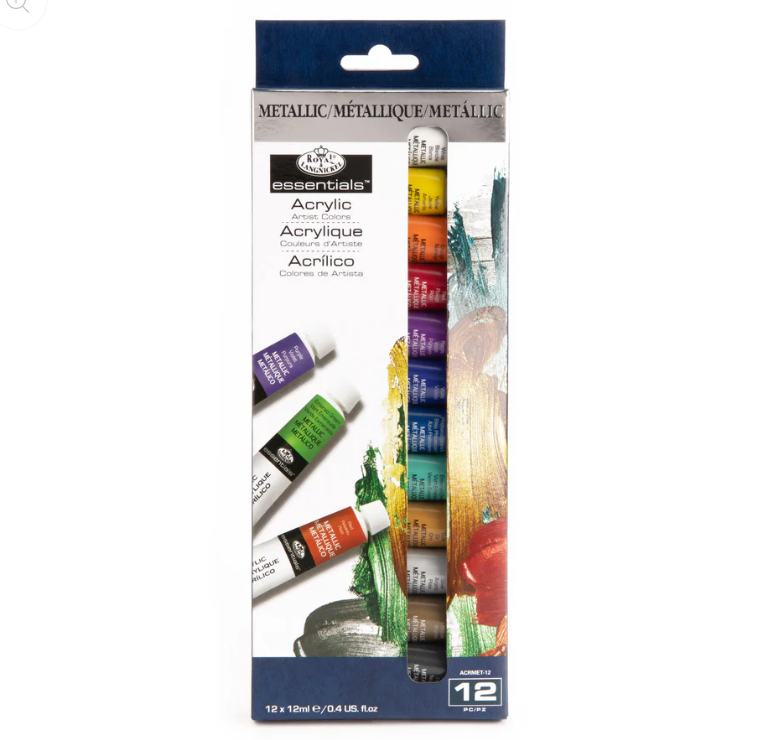 Royal & Langnickel 38108 Artist Metallic Acrylic Paint Set 12ml Tubes (12 Piece)