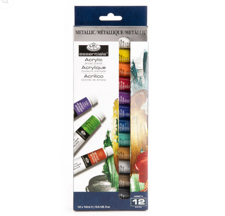 Royal & Langnickel 38108 Artist Metallic Acrylic Paint Set 12ml Tubes (12 Piece)