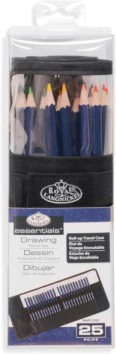 Royal & Langnickel 39271 Drawing Pencils Set in Roll-Up Travel Case (24 colored pencils.)