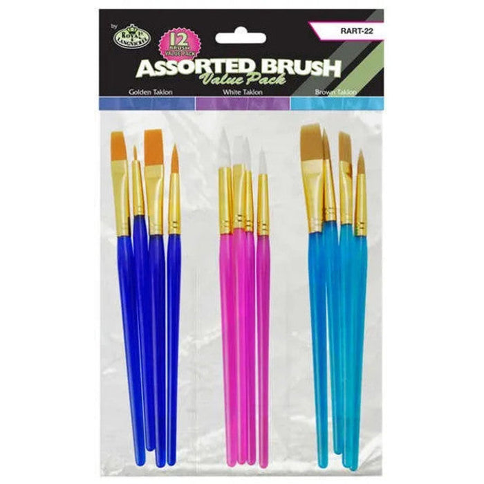 Royal & Langnickel 64138 Assorted Taklon Brushes 12 Piece Value Pack