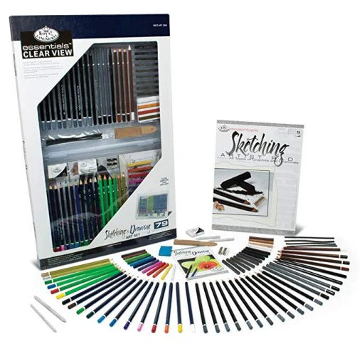 Royal & Langnickel 6629 Essentials Sketch & Draw Deluxe Art Set in Clearview Case (79 Piece)