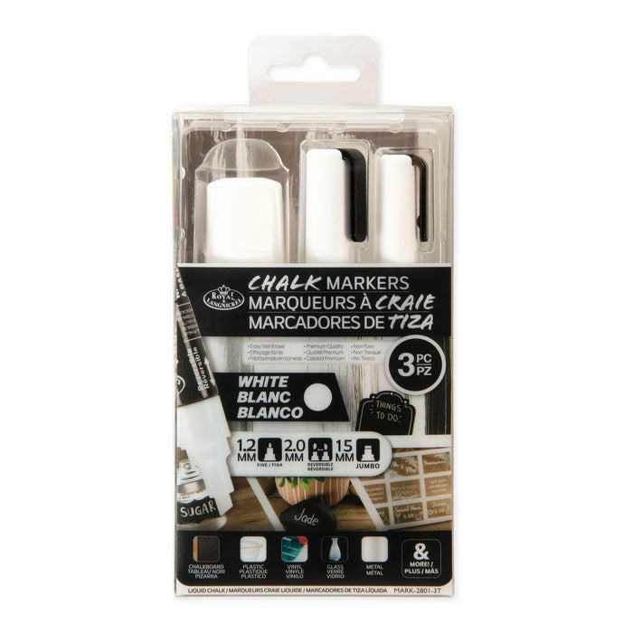Royal & Langnickel 6874 White Liquid Chalk Markers Variety Pack (3 Piece)