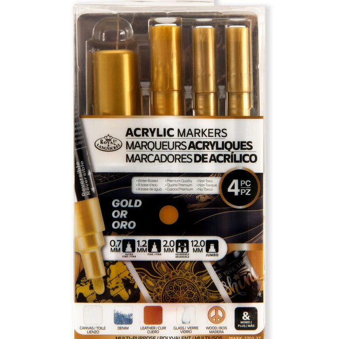 Royal & Langnickel 6881 Gold Acrylic Paint Markers Variety Pack (4 Piece)