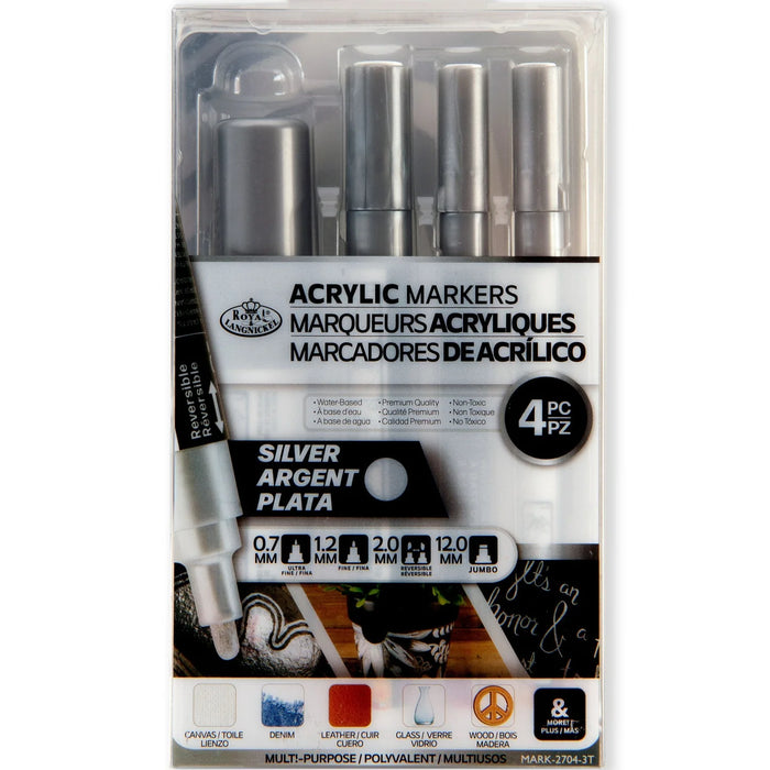 Royal & Langnickel 6882 Silver Acrylic Paint Markers Variety Pack (4 Piece)