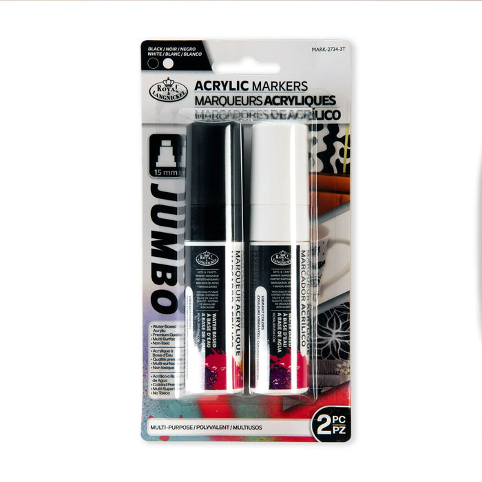 Royal & Langnickel 7425 Black & White Acrylic Paint Markers 15mm (2 Piece)